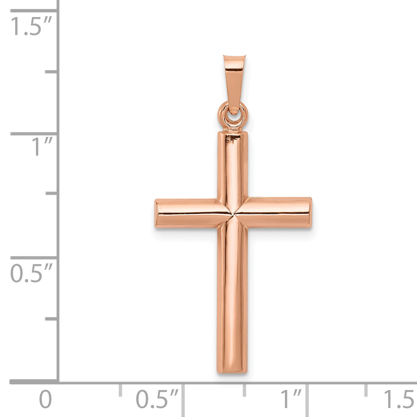 14k Rose Gold 14K Rose Gold Brushed and Polished Hollow Cross Pendant