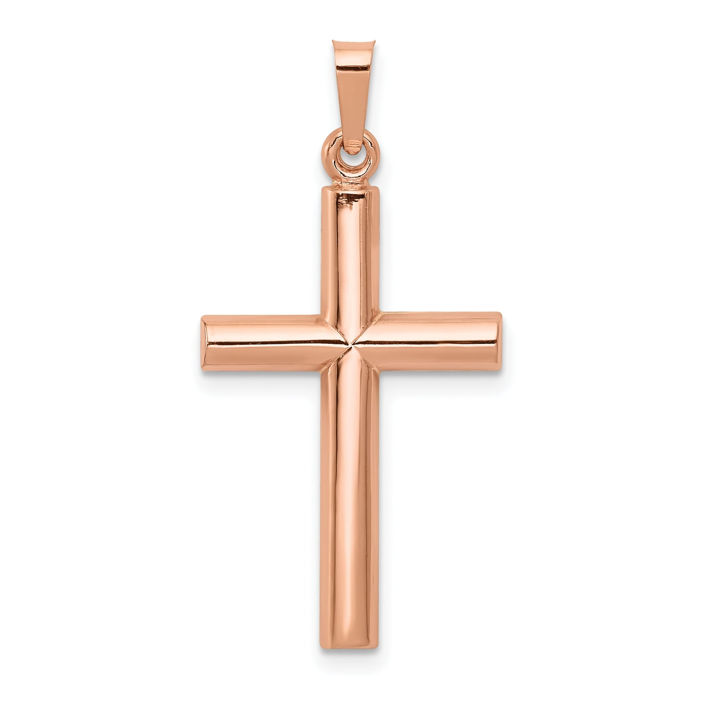 14k Rose Gold 14K Rose Gold Brushed and Polished Hollow Cross Pendant