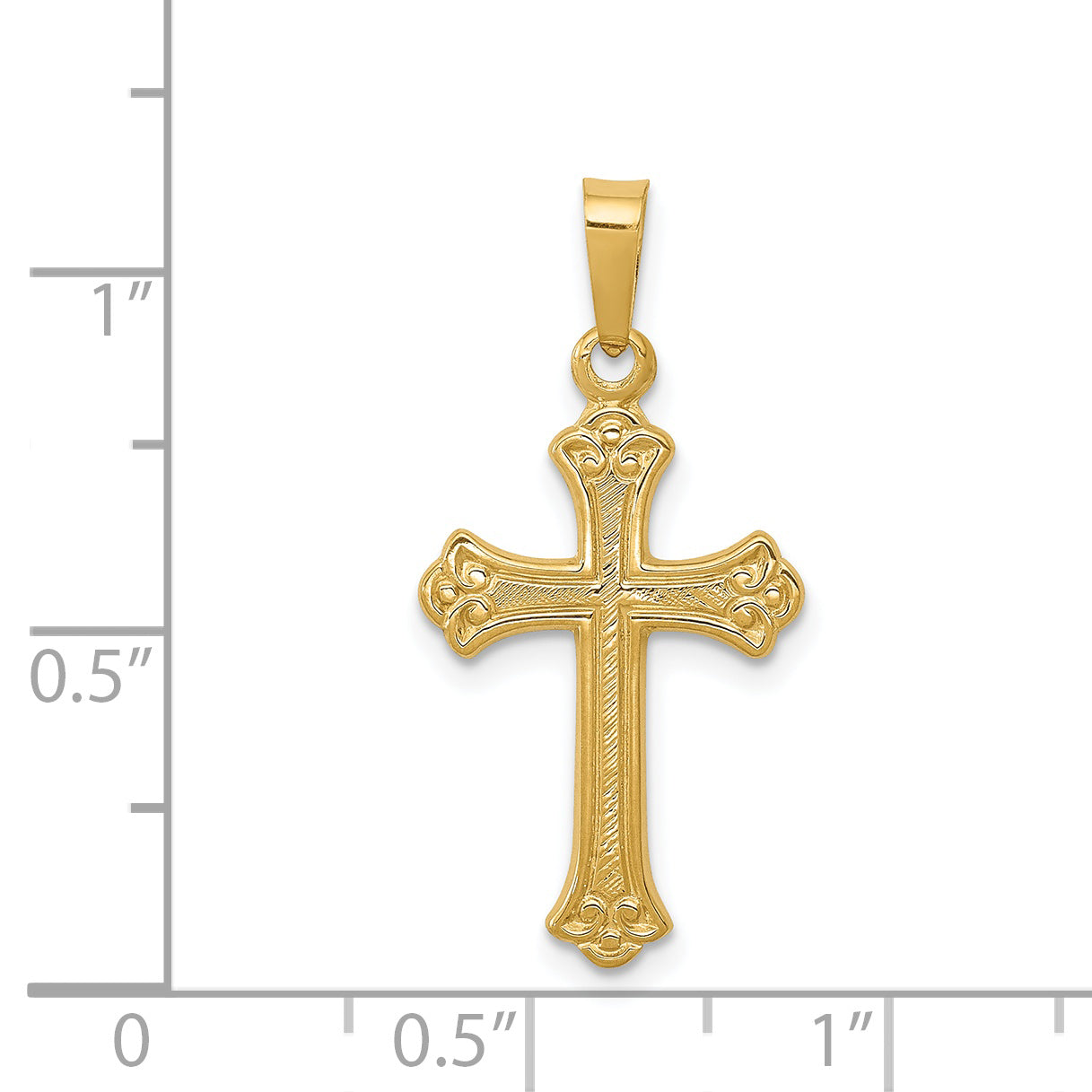 14k Yellow Gold 14k Polished Fleur de lis Cross Pendant