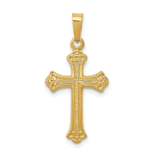 14k Yellow Gold 14k Polished Fleur de lis Cross Pendant