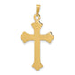 14k Yellow Gold 14k Textured and Polished Fleur de lis Cross Pendant