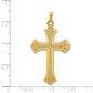 14k Yellow Gold 14k Textured and Polished Fleur de lis Cross Pendant