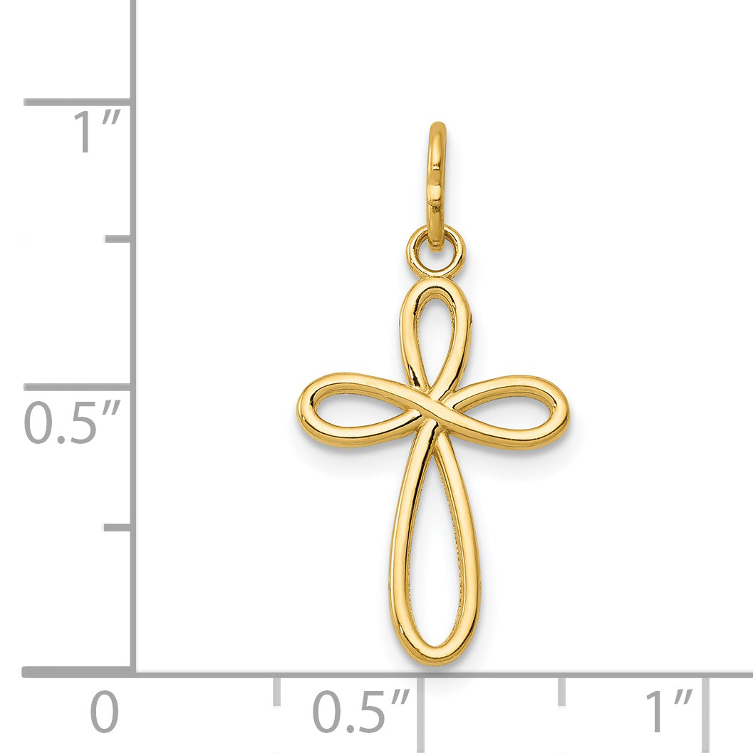 14k Yellow Gold 14k Gold Polished Small Ribbon Cross Pendant