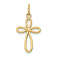 14k Yellow Gold 14k Gold Polished Small Ribbon Cross Pendant