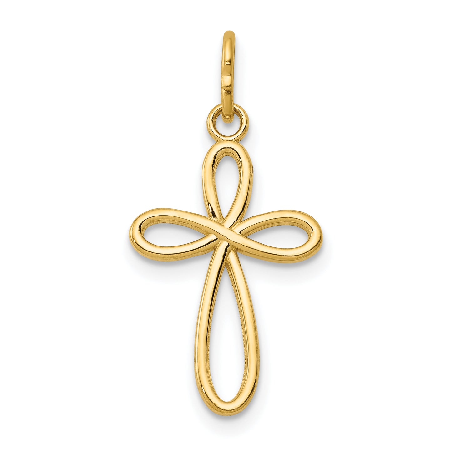 14k Yellow Gold 14k Gold Polished Small Ribbon Cross Pendant