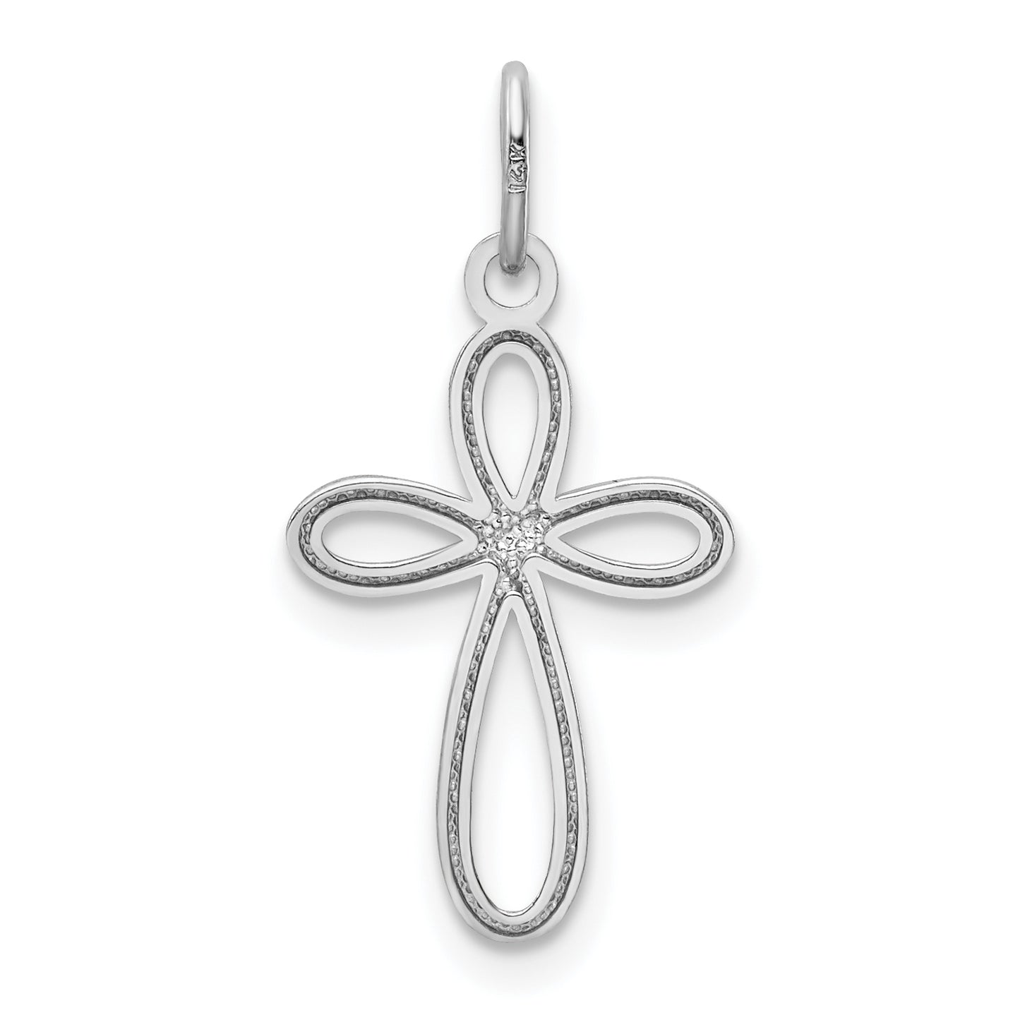 14k White Gold 14k White Gold Polished Small Ribbon Cross Pendant