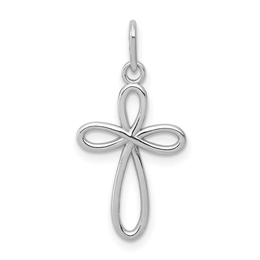 14k White Gold 14k White Gold Polished Small Ribbon Cross Pendant