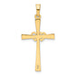 14k Two-tone 14K Two-tone Textured and Polished Latin Cross w/ Hearts Pendant