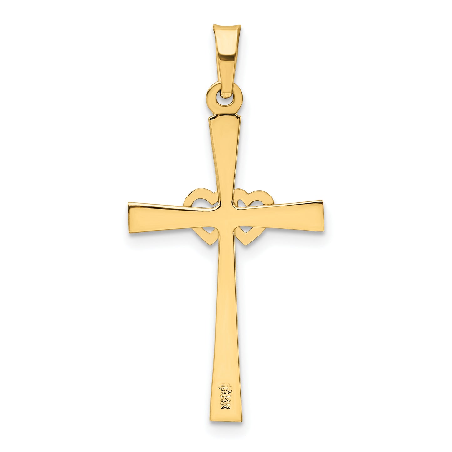 14k Two-tone 14K Two-tone Textured and Polished Latin Cross w/ Hearts Pendant