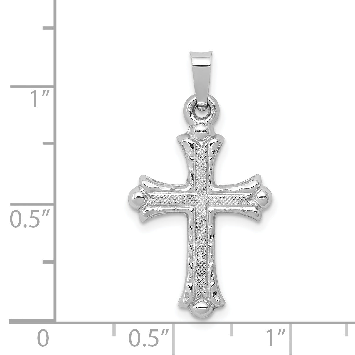 14k White Gold 14K White Gold Textured and Polished Fleur de lis Cross Pendant