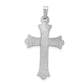 14k White Gold 14K White Gold Textured and Polished Fleur de lis Cross Pendant