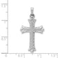 14k White Gold 14K White Gold Textured and Polished Fleur de lis Cross Pendant