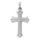 14k White Gold 14K White Gold Textured and Polished Fleur de lis Cross Pendant