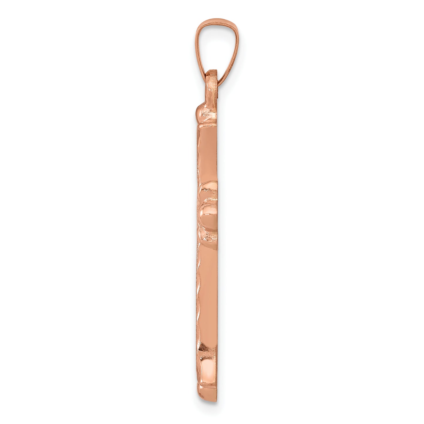 14k Rose Gold 14K Rose Gold Brushed and Polished Budded Cross Pendant