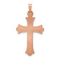 14k Rose Gold 14K Rose Gold Brushed and Polished Budded Cross Pendant