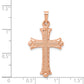 14k Rose Gold 14K Rose Gold Brushed and Polished Budded Cross Pendant