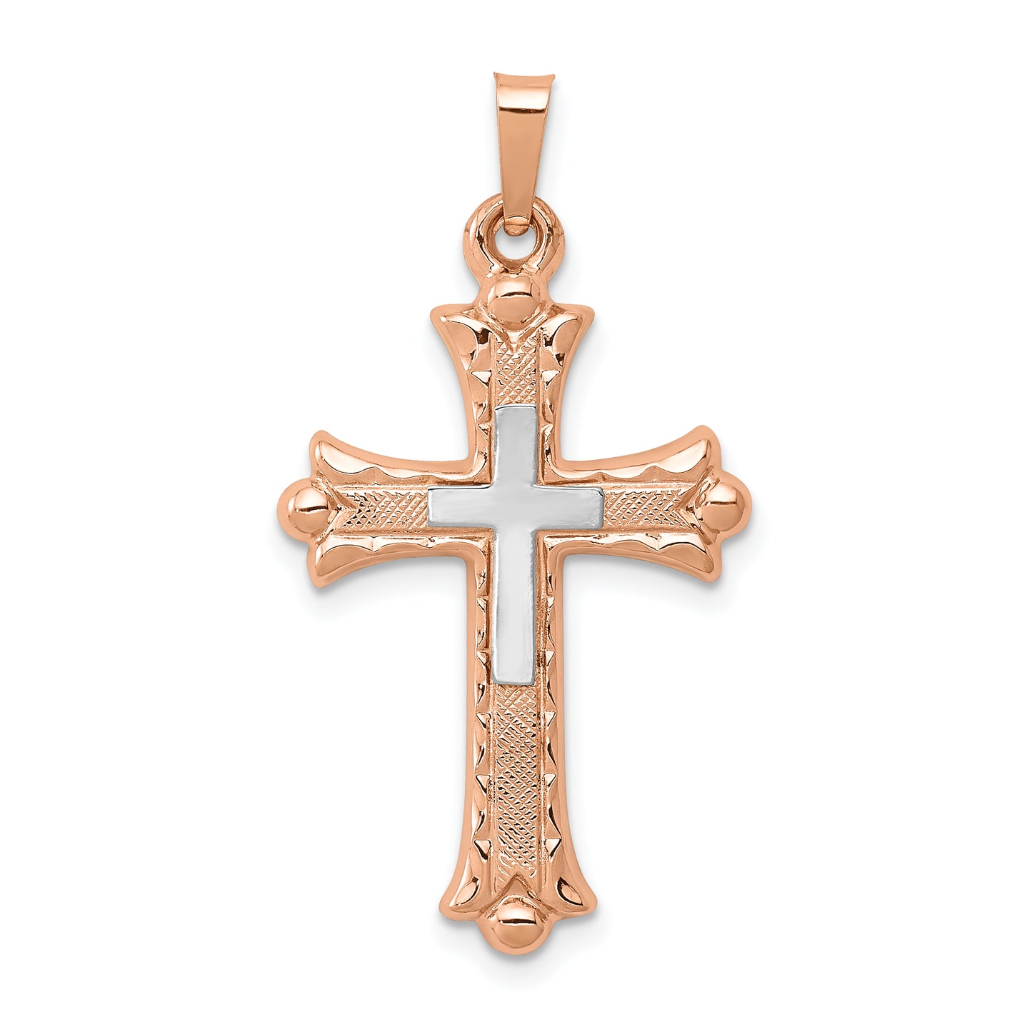 14k Two-tone 14K Two-Tone Budded Cross Pendant