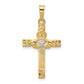 14k Yellow & Rhodium 14k and Rhodium Polished Claddagh Cross Pendant