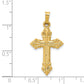 14k Yellow Gold 14k Brushed and Polished Budded Cross Pendant