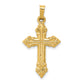 14k Yellow Gold 14k Brushed and Polished Budded Cross Pendant