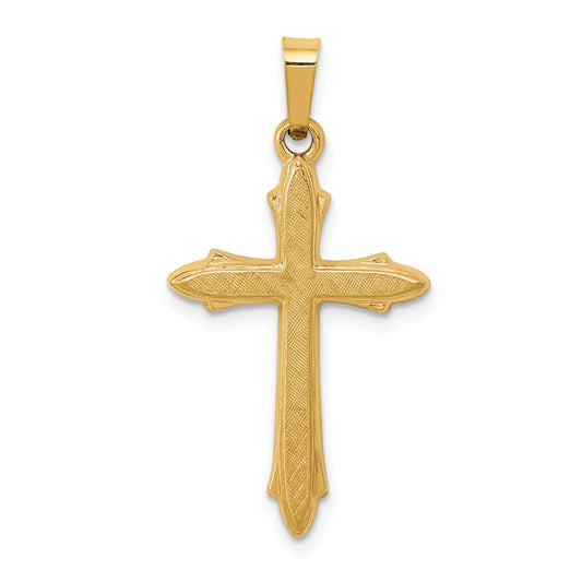 14k Yellow Gold 14k Textured and Polished Passion Cross Pendant