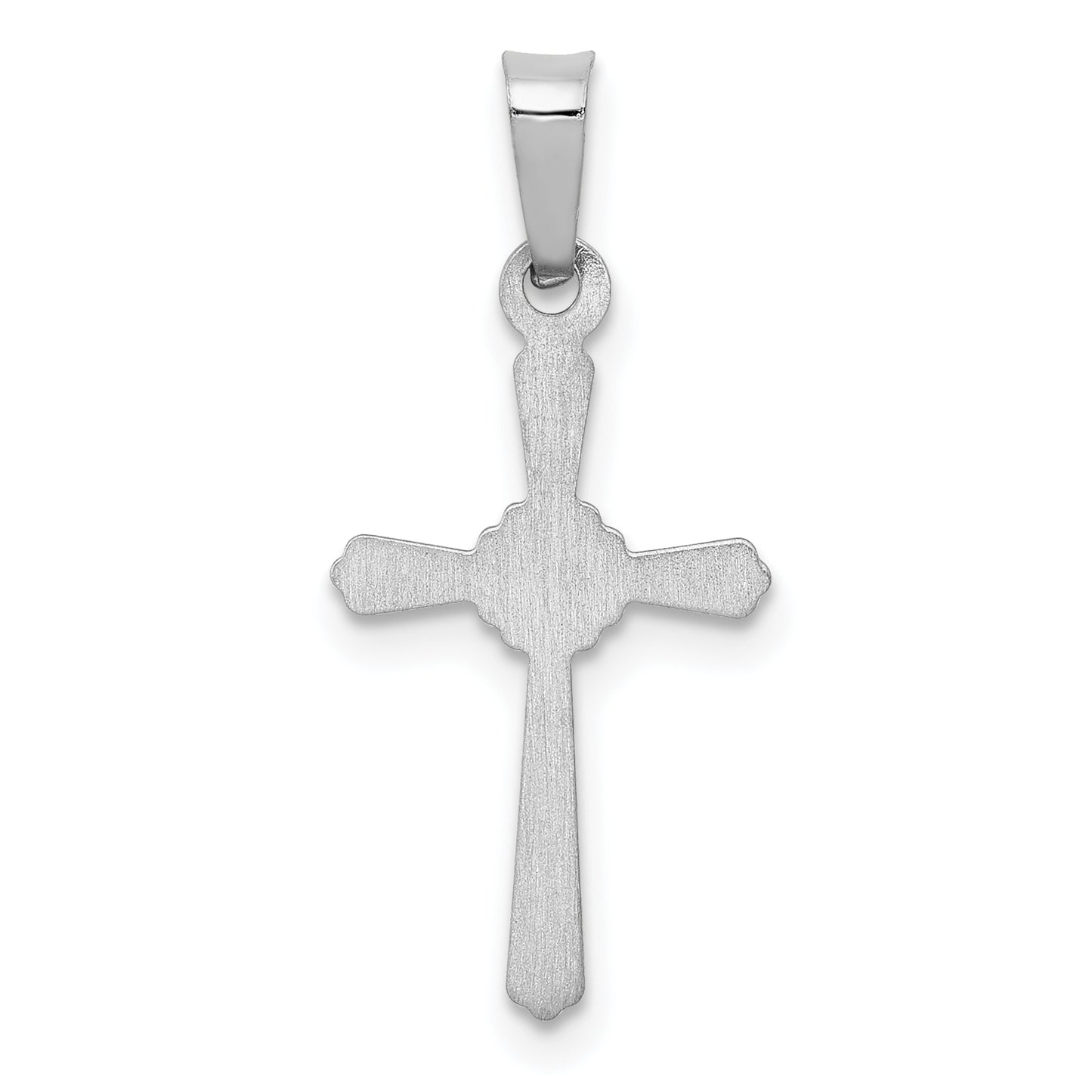 14k White Gold 14k White Gold Polished Center Flower Cross Pendant