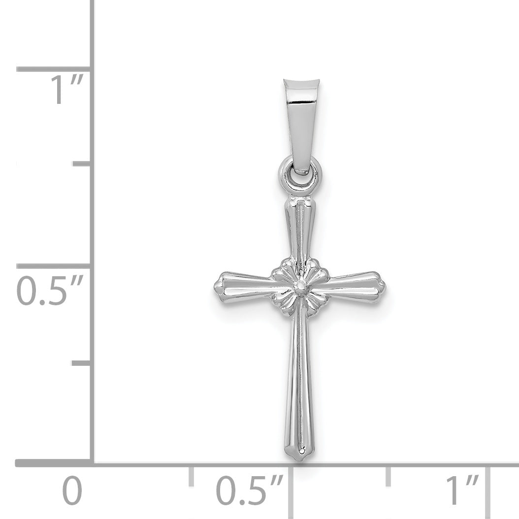 14k White Gold 14k White Gold Polished Center Flower Cross Pendant