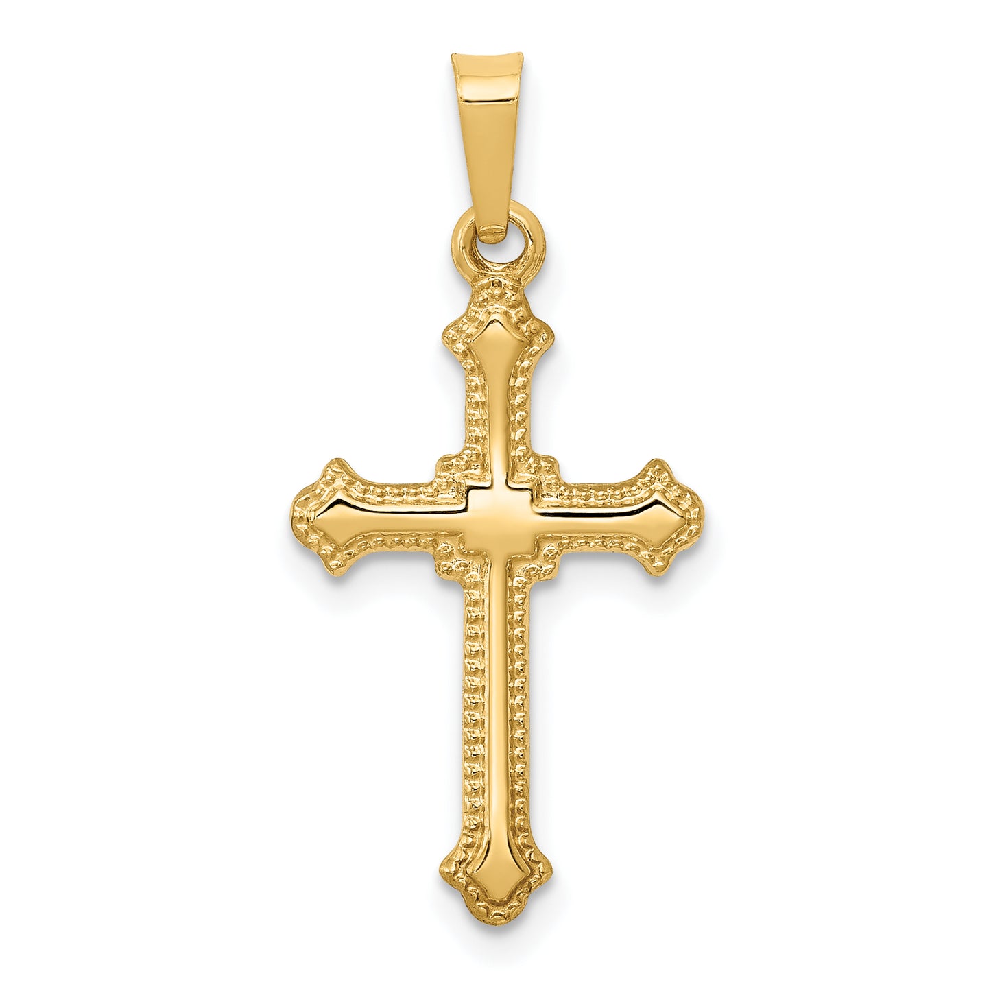 14k Yellow Gold 14k Polished Fleur de Lis Cross Pendant