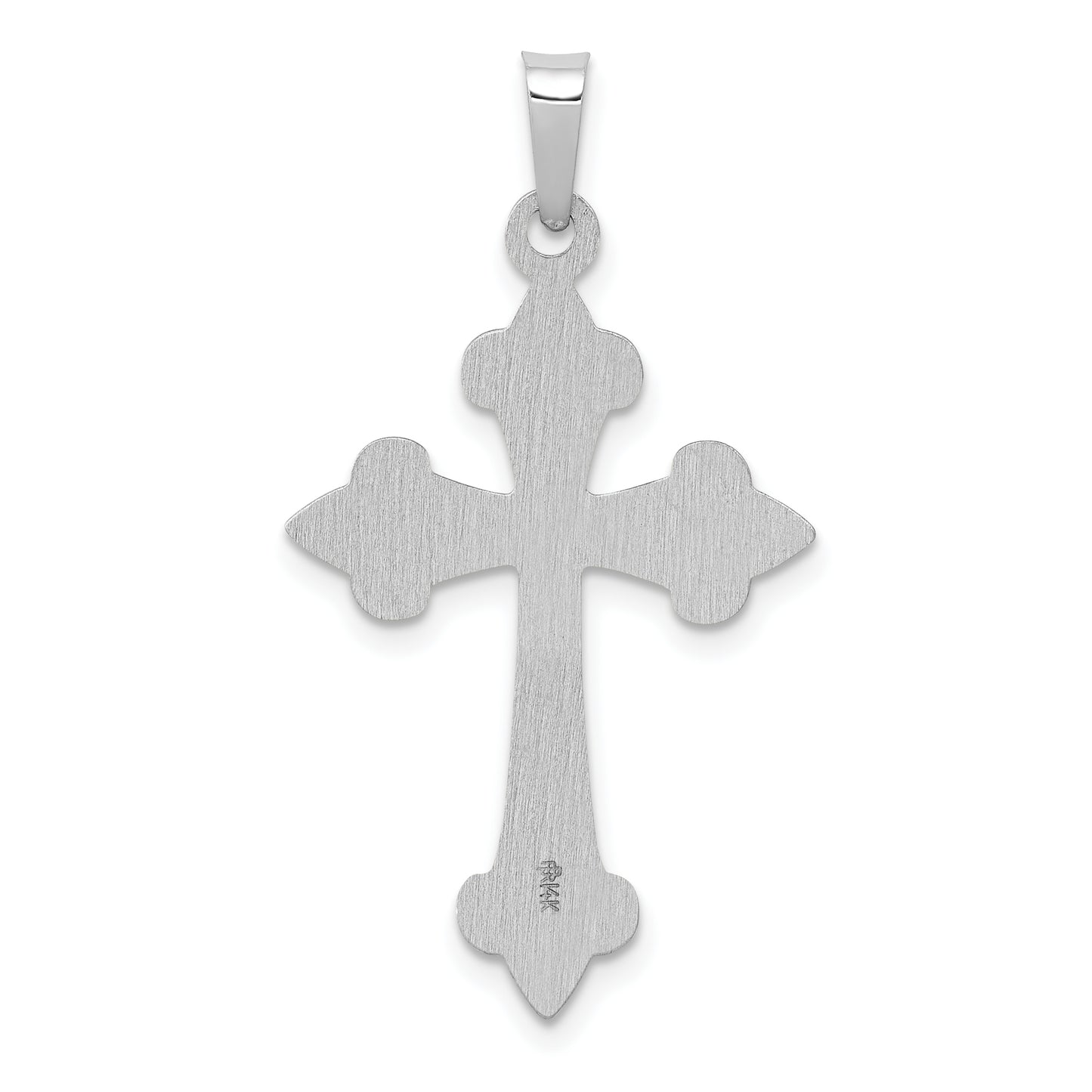 14k White Gold 14k White Gold Polished Fleur de Lis Cross Pendant