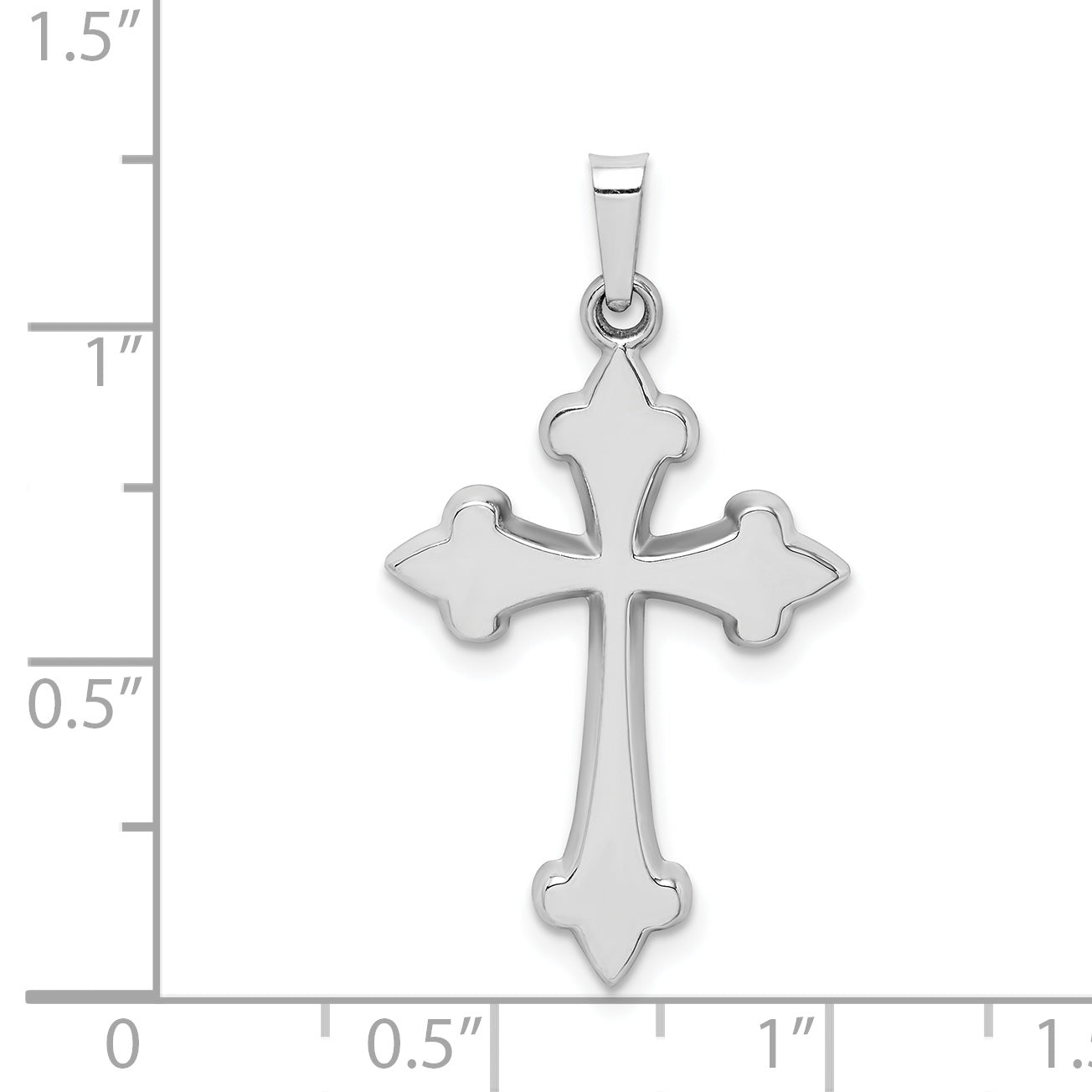 14k White Gold 14k White Gold Polished Fleur de Lis Cross Pendant