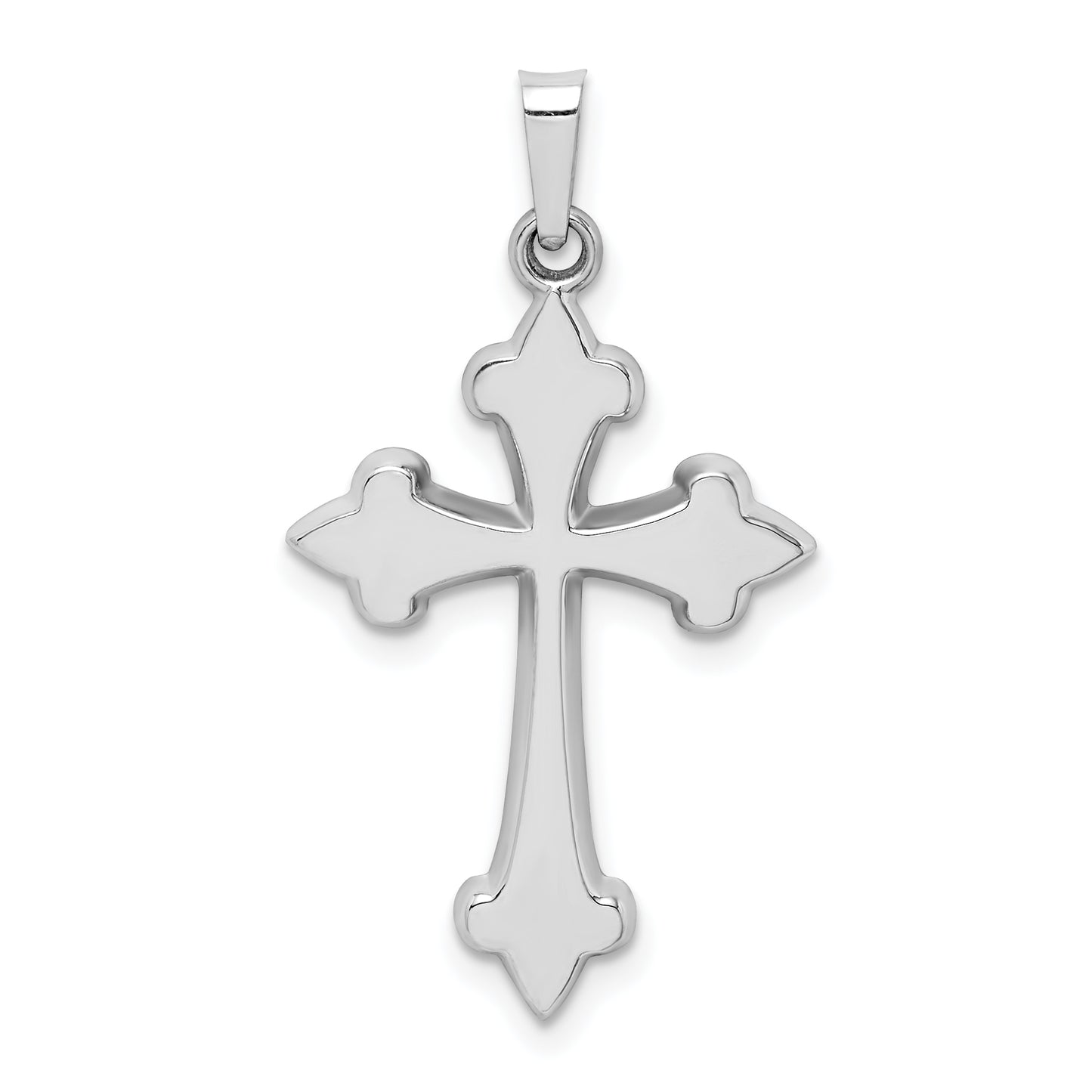 14k White Gold 14k White Gold Polished Fleur de Lis Cross Pendant