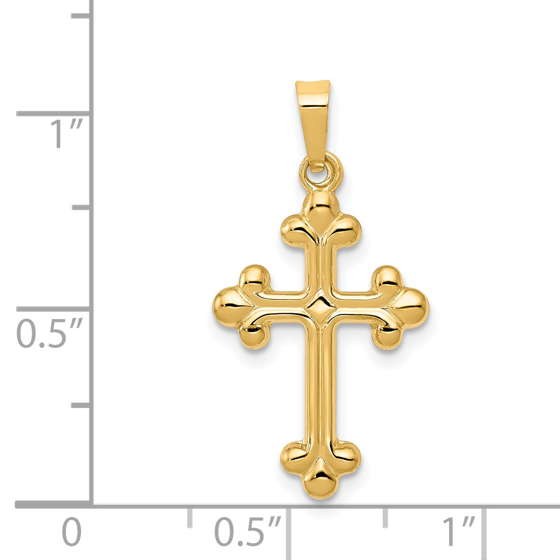 14k Yellow Gold 14k Polished Budded Cross Pendant