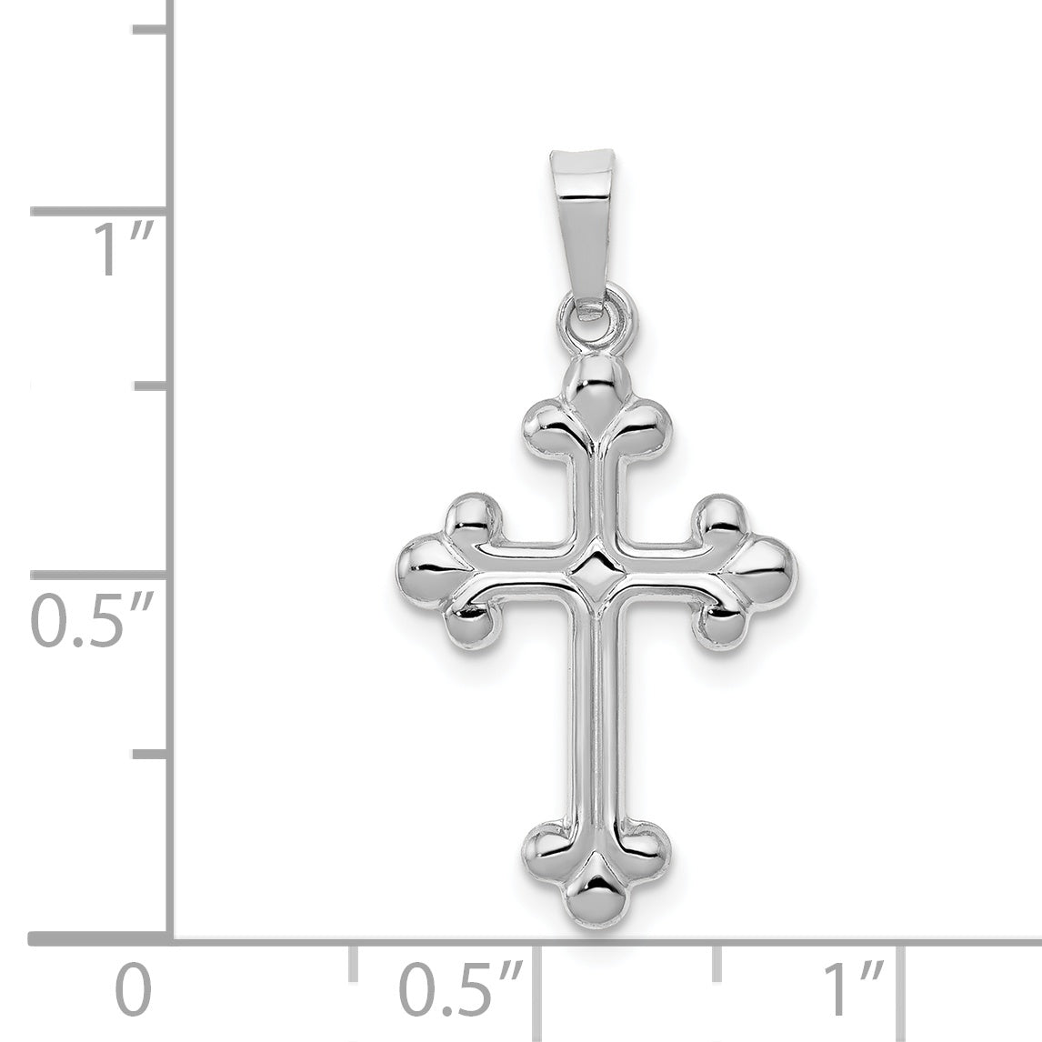 14k White Gold 14k White Gold Polished Budded Cross Pendant