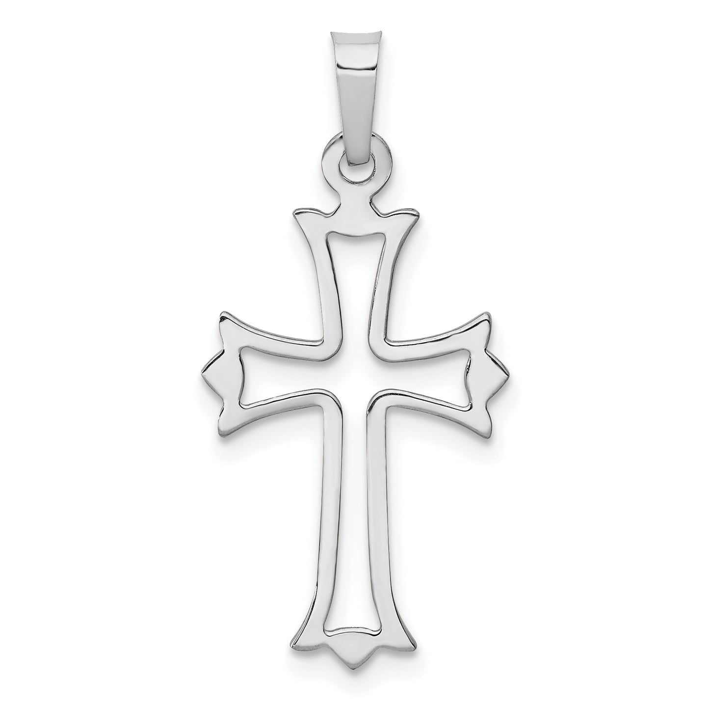 14k White Gold 14k White Gold Polished Cut out Fleur de Lis Cross Pendant