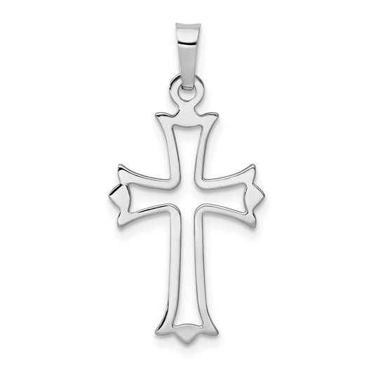 14k White Gold 14k White Gold Polished Cut out Fleur de Lis Cross Pendant