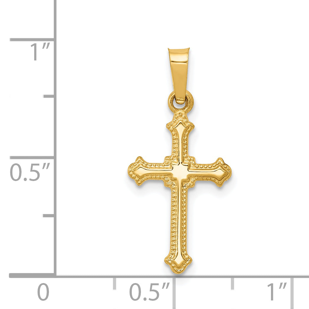 14k Yellow Gold 14k Polished Small Fleur de Lis Cross Pendant