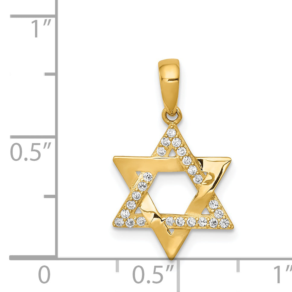 14k Yellow Gold 14k Polished CZ Star of David Pendant