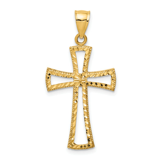 14k Yellow Gold 14K D/C Cross Pendant