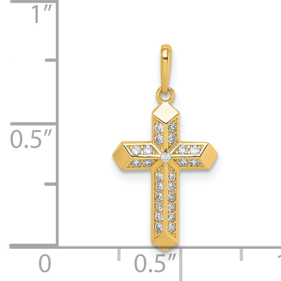 14k Yellow Gold 14K Cross CZ Pendant