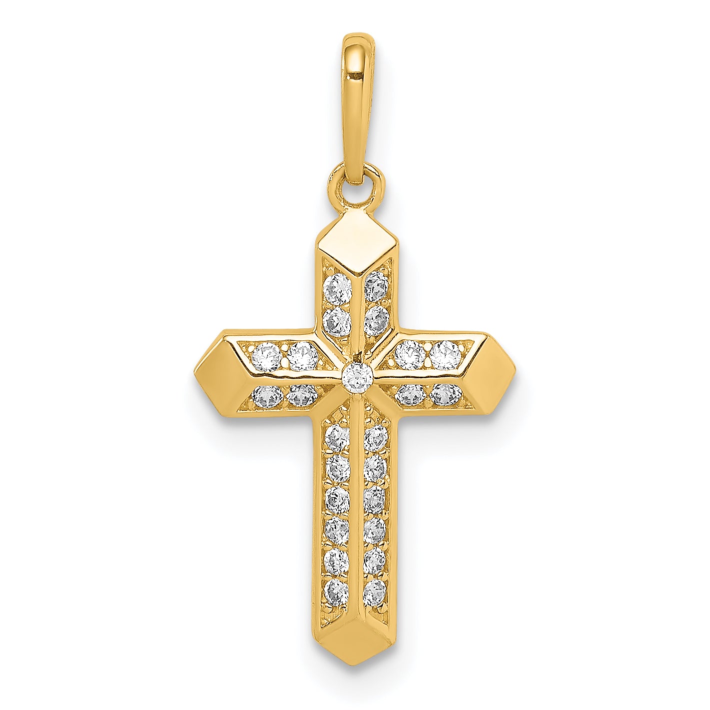 14k Yellow Gold 14K Cross CZ Pendant