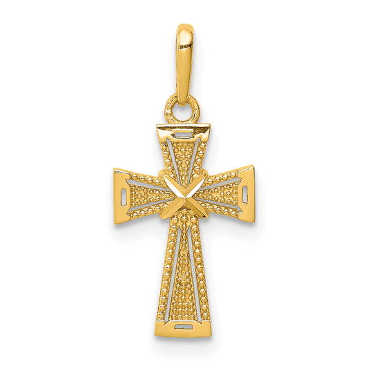 14k Yellow Gold 14K D/C Cross Pendant