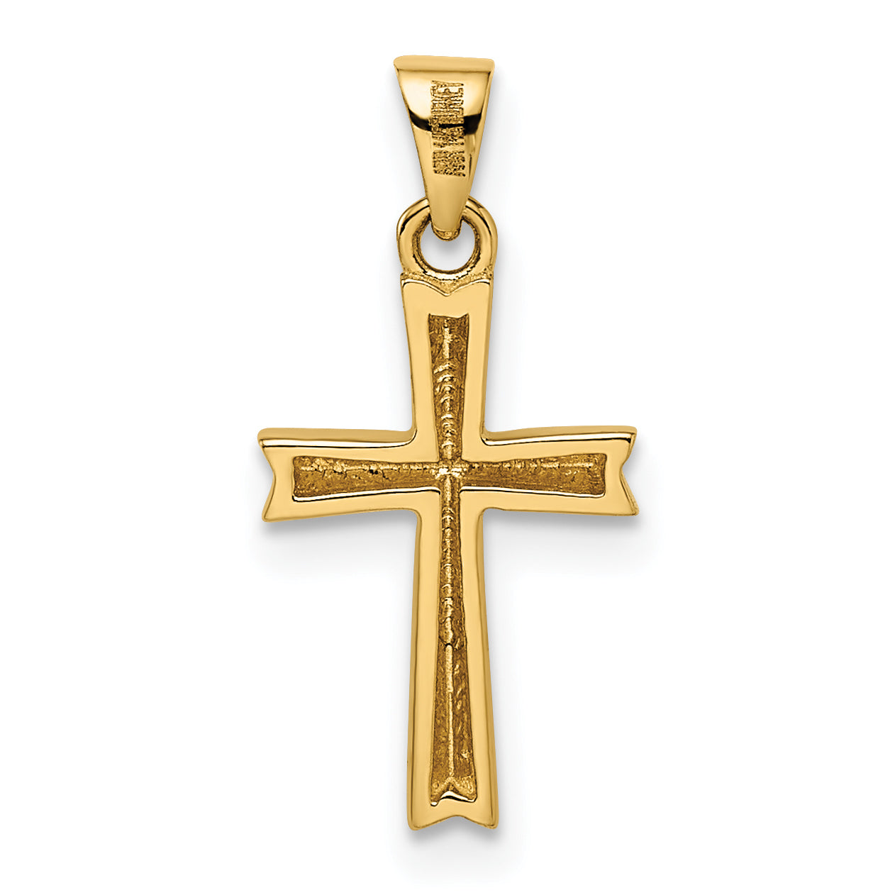 14k Yellow & Rhodium 14k w/Rhodium Diamond-cut Small Latin Cross Pendant