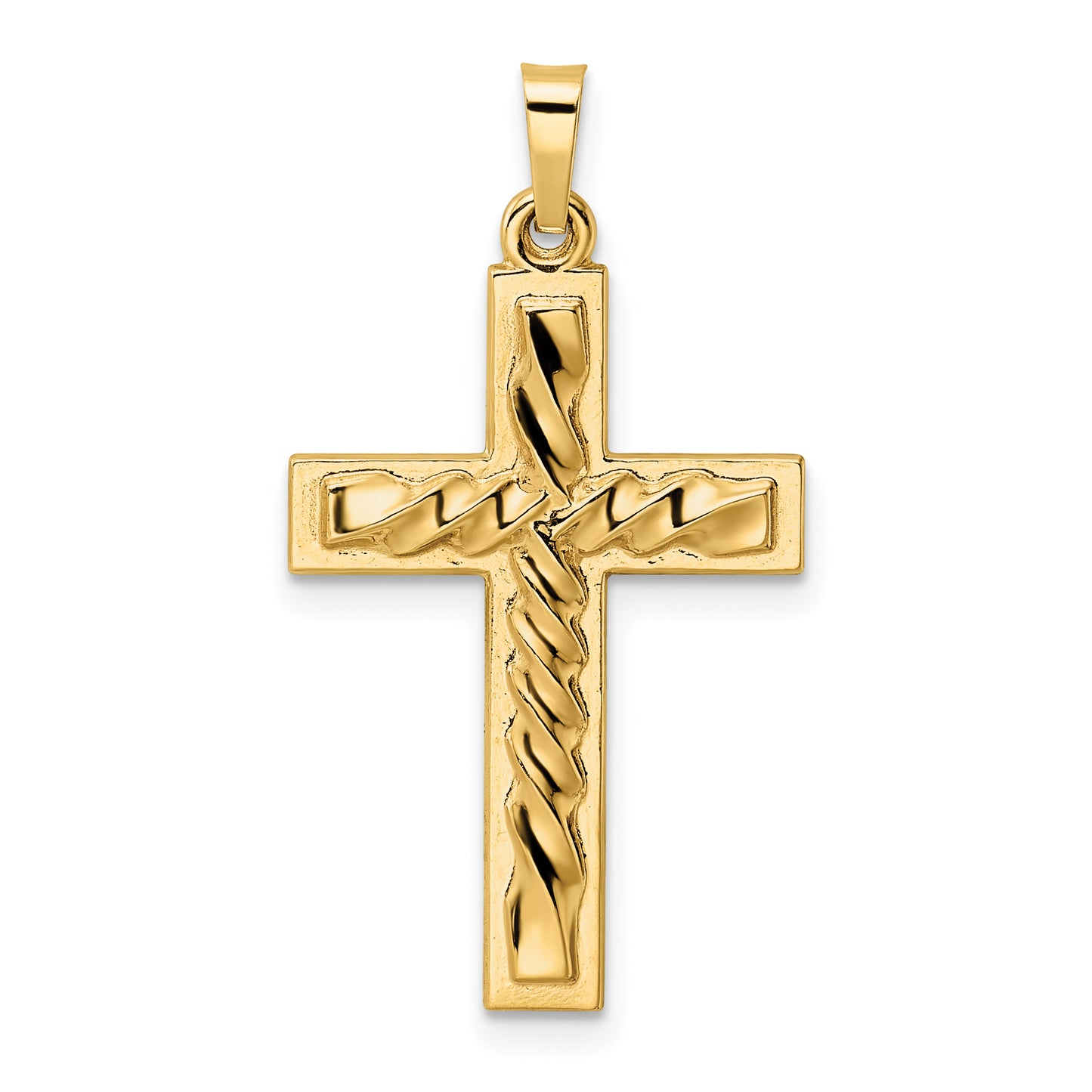 14k Yellow Gold 14k Polished and Twisted Hollow Cross Pendant