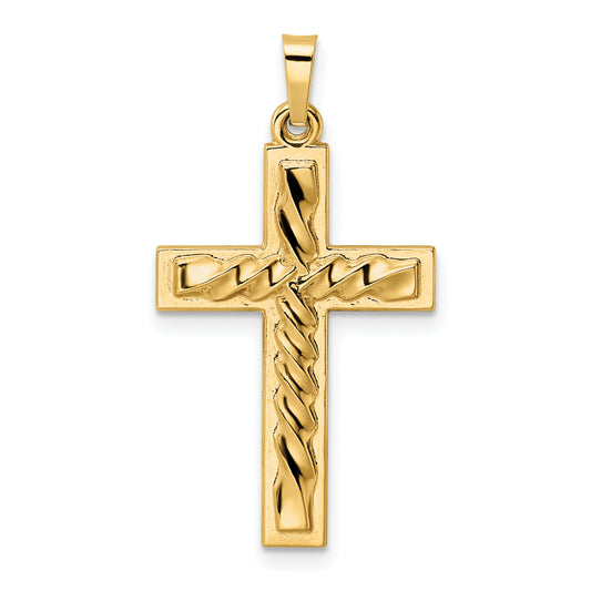 14k Yellow Gold 14k Polished and Twisted Hollow Cross Pendant