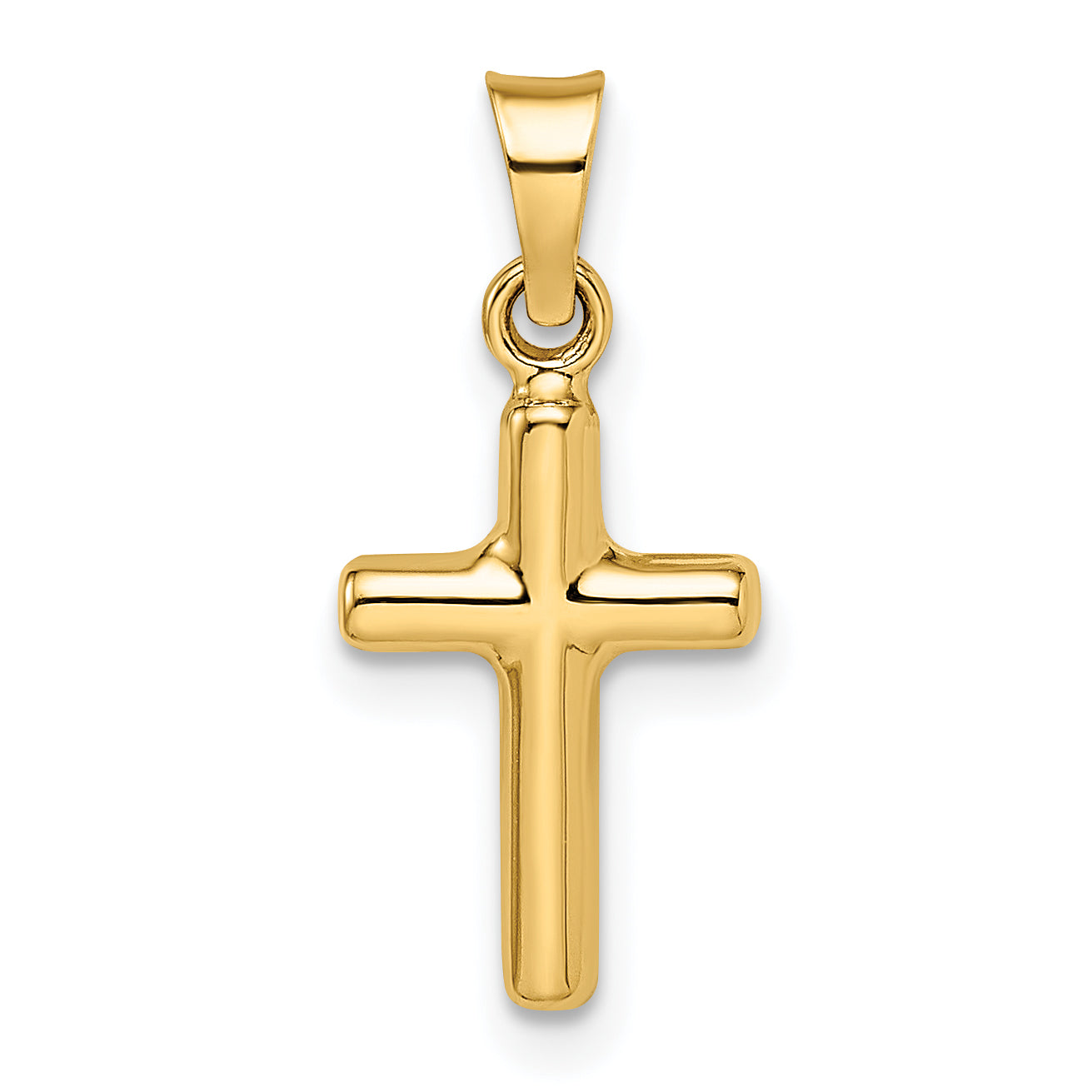 14k Yellow Gold 14k Polished Diamond-cut Reversible Puffed Cross Pendant