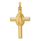 14k Yellow Gold 14k Polished and Satin Hollow Cross Pendant