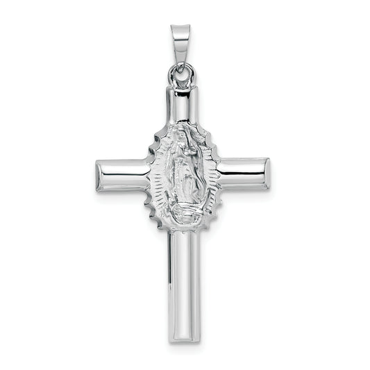 14k White Gold 14k White Gold Polished and Satin Hollow Cross Pendant