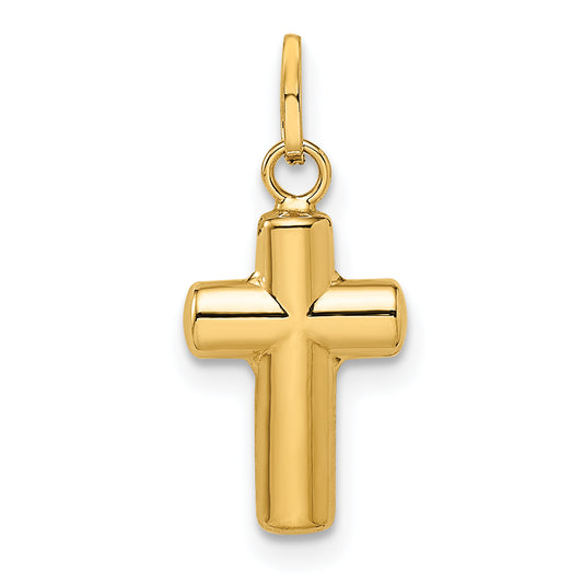 14k Yellow Gold 14k Polished Puffed Cross Pendant