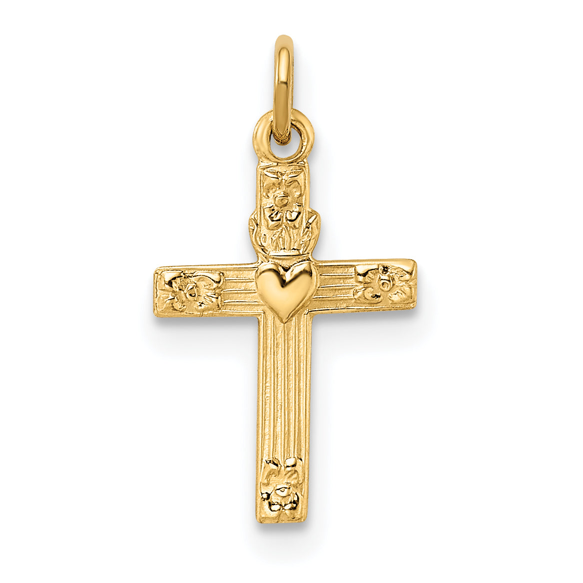 14k Yellow Gold 14k Polished Solid Heart Cross Pendant