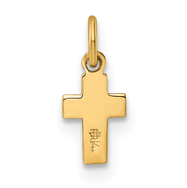 14k Yellow Gold 14k Polished Solid Tiny Heart Cross Pendant